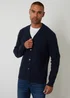 Threadbare Navy Rib Knit Button Up Cardigan - Large Image 1