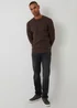 Threadbare Brown Cable Knit Crew Neck Jumper - Large Image 3