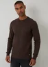 Threadbare Brown Cable Knit Crew Neck Jumper - Large Image 1