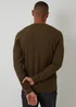 Threadbare Khaki Cable Knit Crew Neck Jumper - Large Image 2