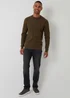 Threadbare Khaki Cable Knit Crew Neck Jumper - Large Image 3