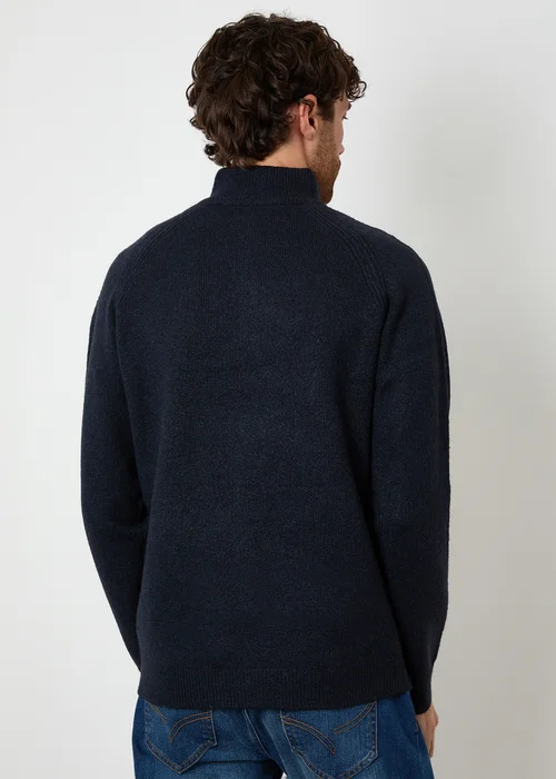 Threadbare Navy Raglan Rib Quarter Zip Knitted Jumper - Extra Large Image 2