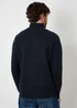 Threadbare Navy Raglan Rib Quarter Zip Knitted Jumper - Extra Large Image 2