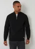 Threadbare Black Cotton Blend Rib Panel Quarter Zip Knitted Jumper - Small Image 1