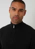Threadbare Black Cotton Blend Rib Panel Quarter Zip Knitted Jumper - Small Image 4