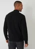 Threadbare Black Cotton Blend Rib Panel Quarter Zip Knitted Jumper - Small Image 2