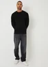Threadbare Black Rib Knit Crew Neck Jumper - XL Image 3
