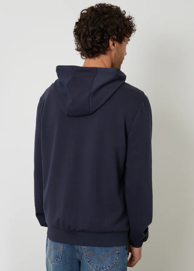 Threadbare Navy Quilted Hybrid Hooded Jacket