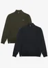 Threadbare Black 2 Pack Quarter Zip Neck Sweatshirts - M Image 1