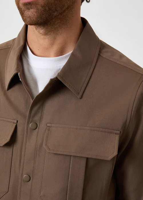 Threadbare Brown Cargo Pocket Twill Shacket - 2XL Image 4