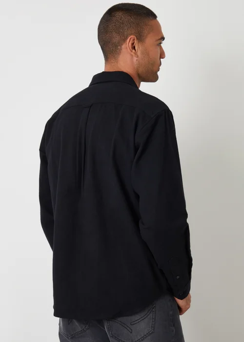Threadbare Black Cotton Flannel Relaxed Fit Shirt - Small Image 2