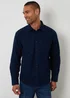 Threadbare Navy Cotton Flannel Relaxed Fit Shirt - Large Image 1