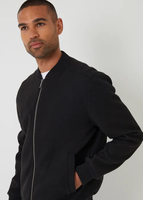 Threadbare Black Brushed Bomber Jacket - S Image 4