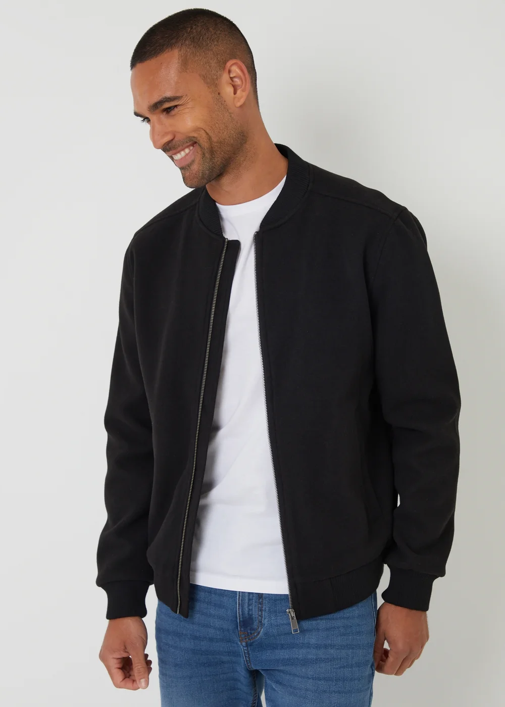 Threadbare Black Brushed Bomber Jacket - S Image 1