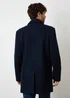 Threadbare Navy Faux Wool Mock Layer Longline Mac - M Image 2