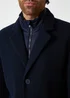Threadbare Navy Faux Wool Mock Layer Longline Mac - M Image 4