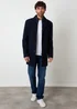 Threadbare Navy Faux Wool Mock Layer Longline Mac - M Image 3