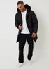 Threadbare Black Showerproof Longline Quilted Parka Jacket - S Image 3