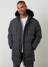 Threadbare Dark Grey Showerproof Longline Quilted Parka Jacket - 2XL Image 1