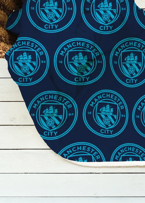 Manchester City FC Blue Sherpa Back Throw - One Size Image 3