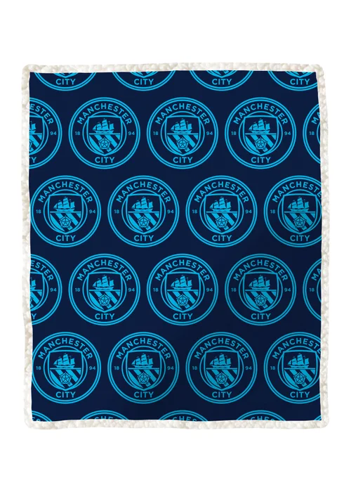 Manchester City FC Blue Sherpa Back Throw - One Size Image 2