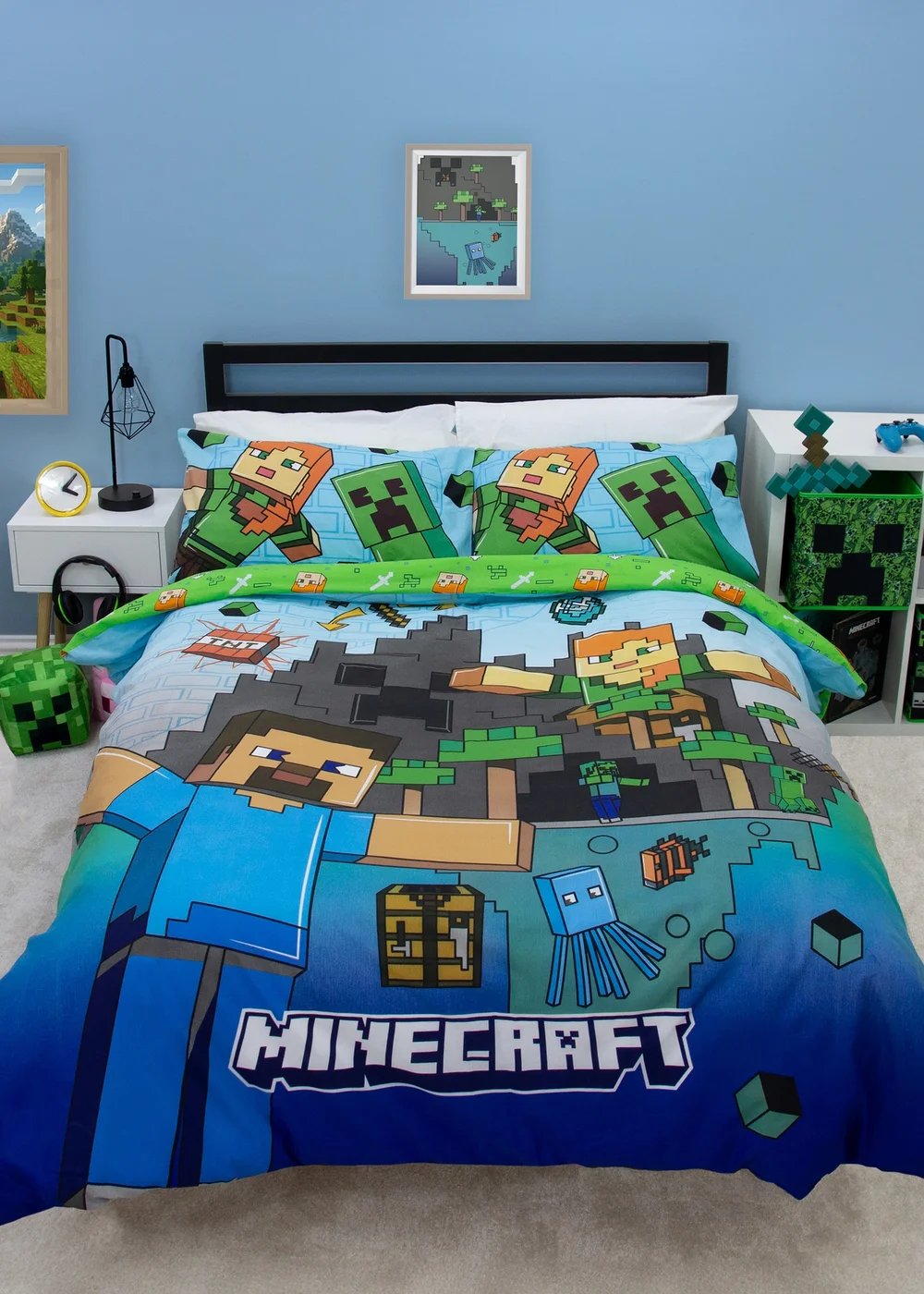 Minecraft Levels Green Panel Duvet Cover - Single Image 1