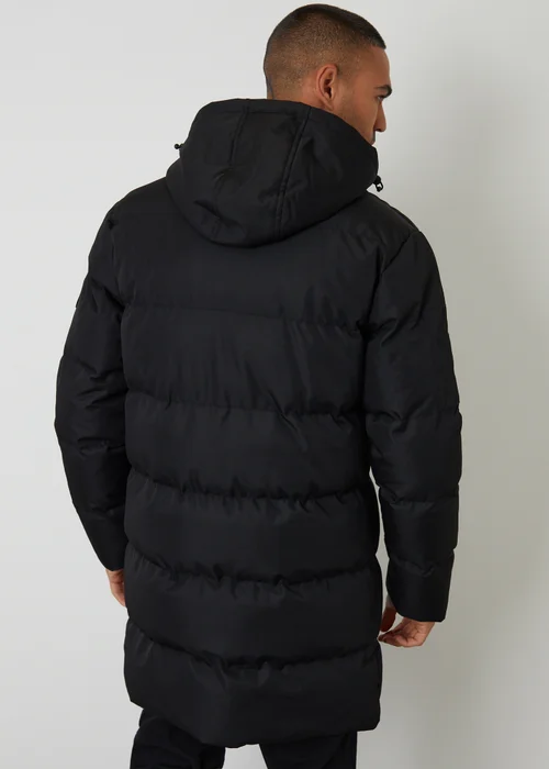 Threadbare Black Showerproof Longline Hooded Puffer Jacket - S Image 2