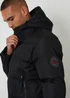Threadbare Black Showerproof Longline Hooded Puffer Jacket - S Image 4