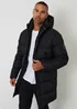 Threadbare Black Showerproof Longline Hooded Puffer Jacket - S Image 1