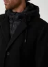 Threadbare Black Faux Wool Mock Inner Hooded Longline Coat - M Image 4