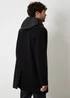Threadbare Black Faux Wool Mock Inner Hooded Longline Coat - M Image 2