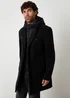 Threadbare Black Faux Wool Mock Inner Hooded Longline Coat - M Image 1