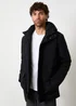 Threadbare Black Showerproof Padded Hooded Coat - L Image 1