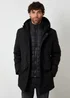Threadbare Black Mock Inner Longline Utility Coat - S Image 1