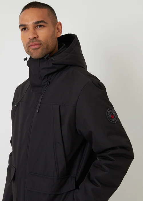 Threadbare Black Showerproof Longline Hooded Padded Jacket - XL Image 4