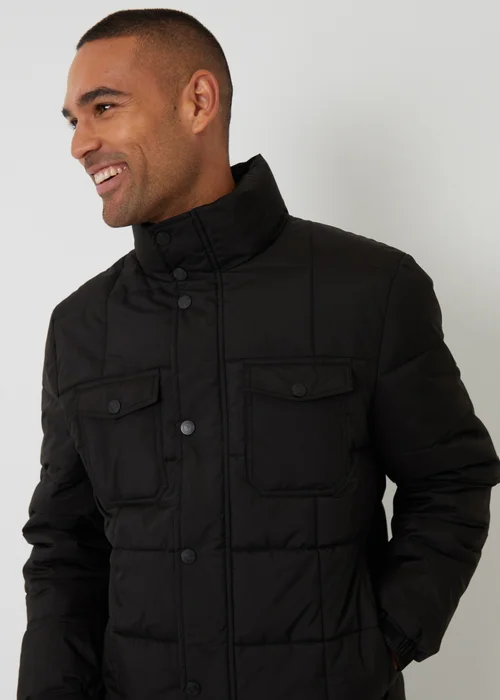 Threadbare Black Padded Funnel Neck Jacket - 2XL Image 4
