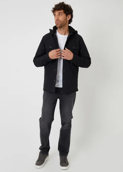 Threadbare Black Quilted Shacket With Borg Lined Hood - XL Image 3