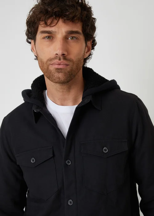 Threadbare Black Quilted Shacket With Borg Lined Hood - XL Image 4