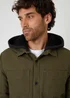 Threadbare Khaki Quilted Shacket With Borg Lined Hood - M Image 4