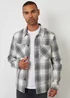 Threadbare Stone Check Waffle Textured Shacket - M Image 1
