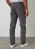 Threadbare Dark Grey Straight Leg 5 Pocket Corduroy Trousers With Stretch - 32/L32 Image 2