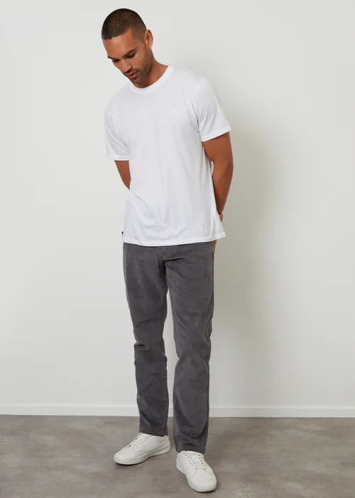 Threadbare Dark Grey Straight Leg 5 Pocket Corduroy Trousers With Stretch - 32/L32 Image 3