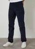 Threadbare Navy Straight Leg 5 Pocket Corduroy Trousers With Stretch - 38/L32 Image 1
