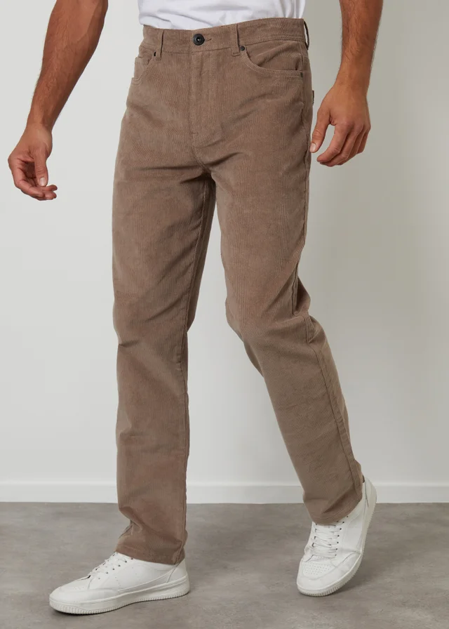 Threadbare Taupe Straight Leg 5 Pocket Corduroy Trousers With Stretch