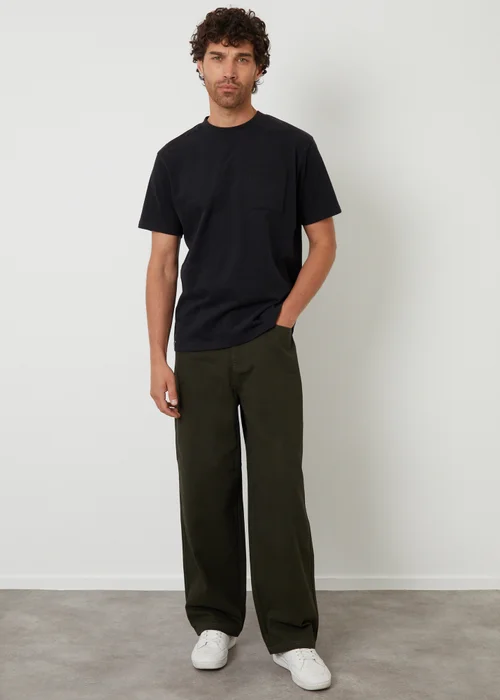 Threadbare Green Baggy Fit 5 Pocket Chino Trousers - 32/L32 Image 3