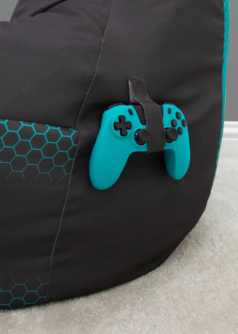 Mercedes Hexagon Blue Bean Chair - One Size Image 5
