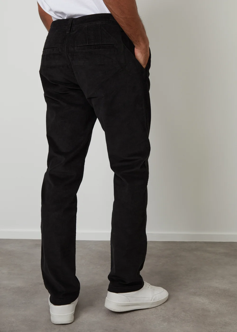 Threadbare Black Straight Leg Stretch Corduroy Trousers - 32/L32 Image 2