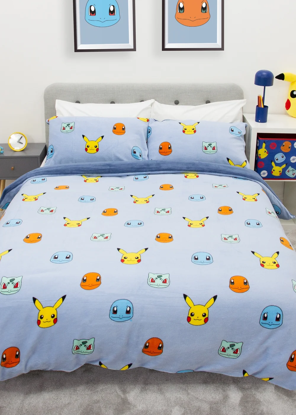 Pokemon Snuggle Blue Fleece Duvet Cover - Single Image 1