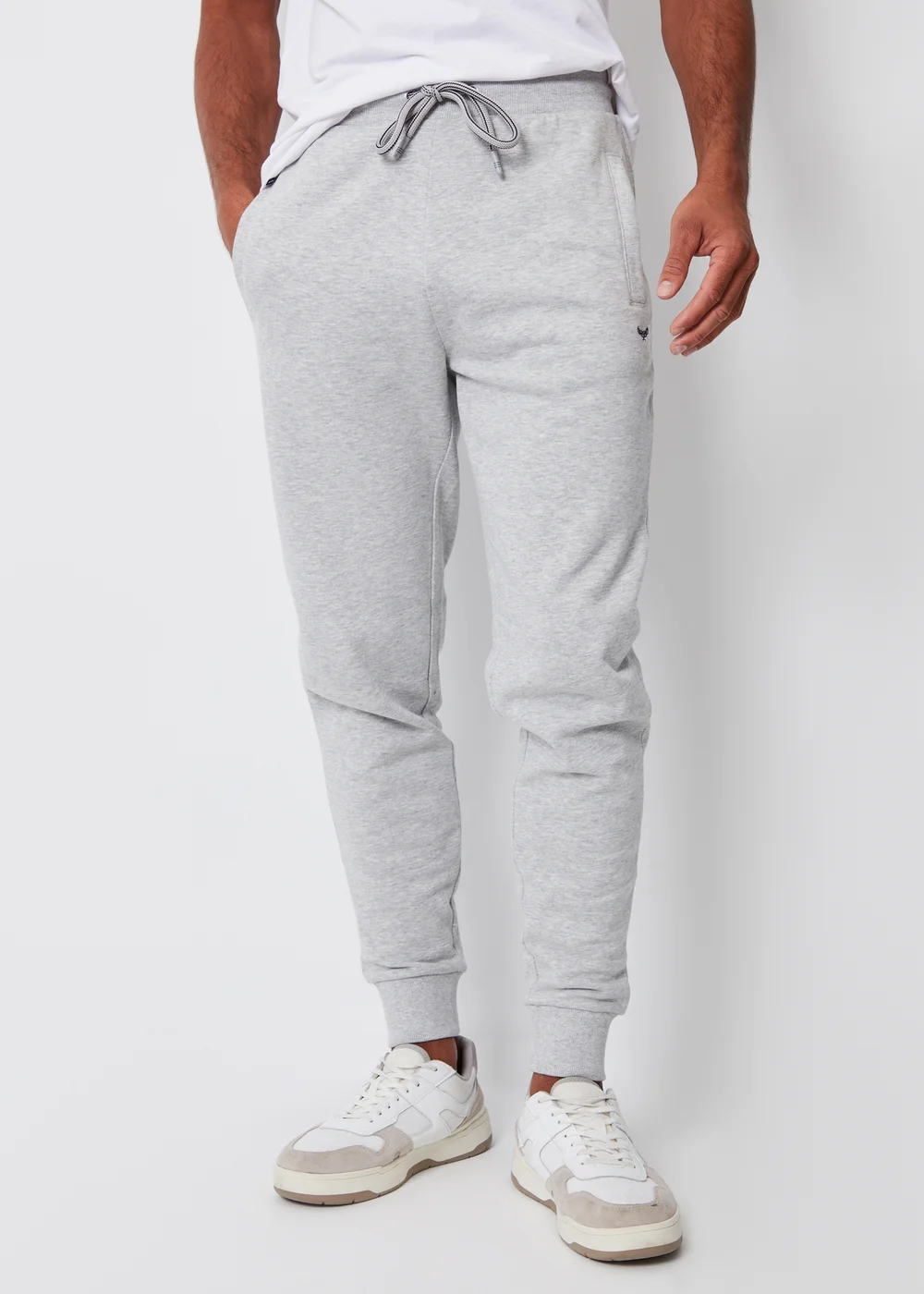 Threadbare Light Grey Cotton Blend Trifoliate Joggers - Small Image 1