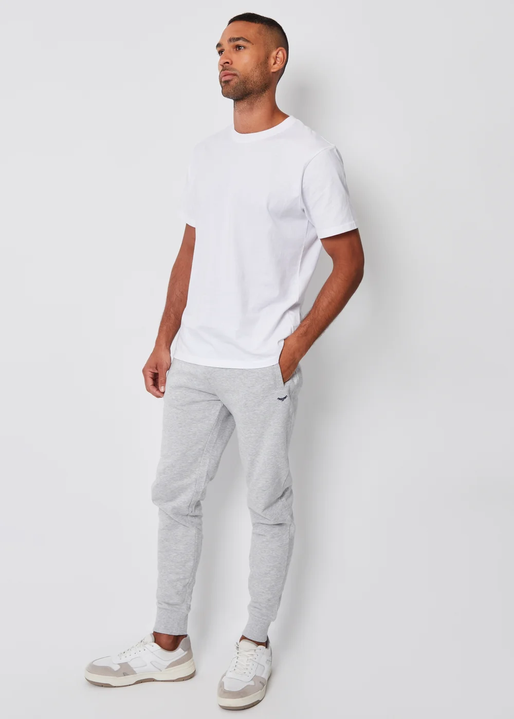 Threadbare Light Grey Cotton Blend Trifoliate Joggers - Small Image 4